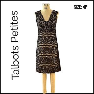 Talbots Petite.Sleeveless, Black Lace, Scalloped, Empire, Fitted.